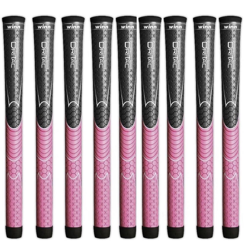 Winn Dri-Tac 3DT-GPK Golf Grips for Women - Pink/Black SET of 9 -New-